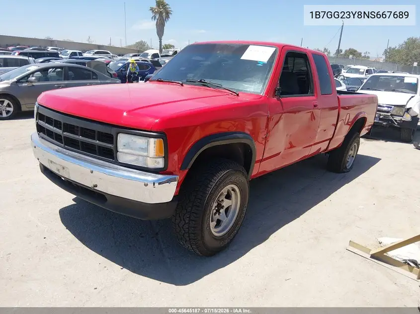 1992 Dodge Dakota VIN: 1B7GG23Y8NS667689 Lot: 45645187