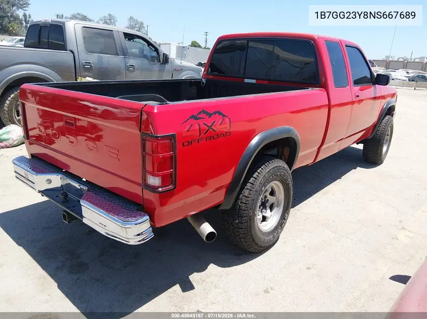 1992 Dodge Dakota VIN: 1B7GG23Y8NS667689 Lot: 45645187