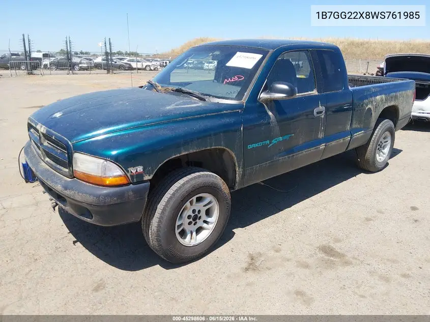 1998 Dodge Dakota Slt/Sport VIN: 1B7GG22X8WS761985 Lot: 45298606