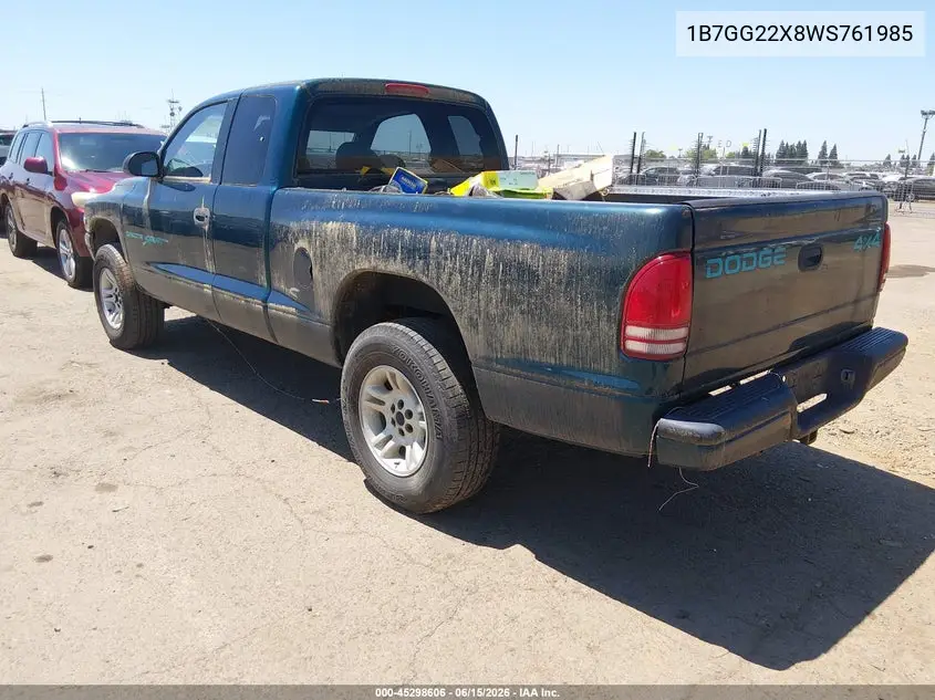 1998 Dodge Dakota Slt/Sport VIN: 1B7GG22X8WS761985 Lot: 45298606
