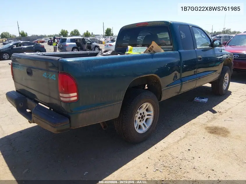 1998 Dodge Dakota Slt/Sport VIN: 1B7GG22X8WS761985 Lot: 45298606