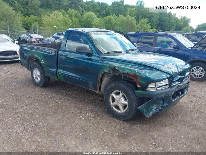 1998 Dodge Dakota Slt/Sport VIN: 1B7FL26X5WS750024 Lot: 45412368