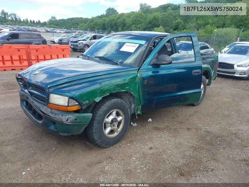 1998 Dodge Dakota Slt/Sport VIN: 1B7FL26X5WS750024 Lot: 45412368