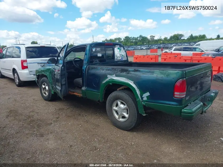 1998 Dodge Dakota Slt/Sport VIN: 1B7FL26X5WS750024 Lot: 45412368