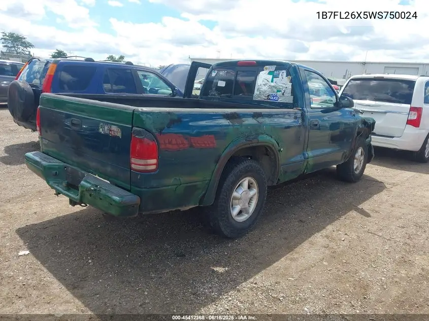 1998 Dodge Dakota Slt/Sport VIN: 1B7FL26X5WS750024 Lot: 45412368