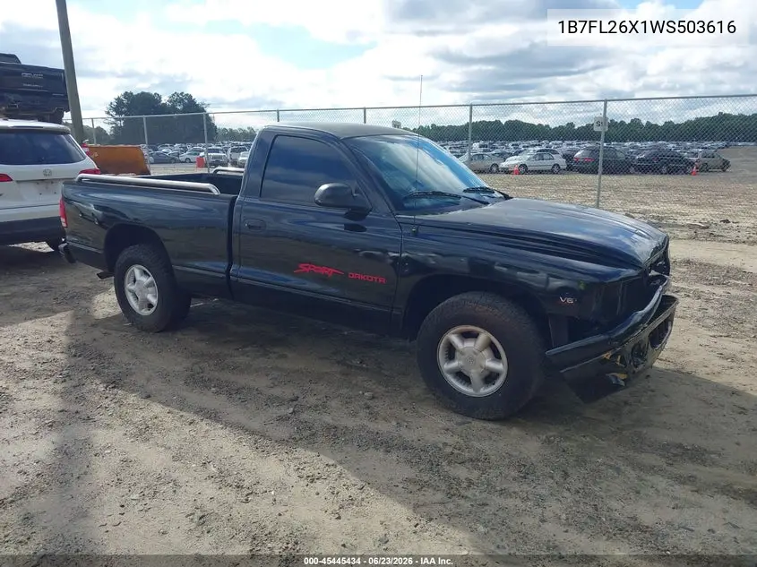 1998 Dodge Dakota Slt/Sport VIN: 1B7FL26X1WS503616 Lot: 45445434