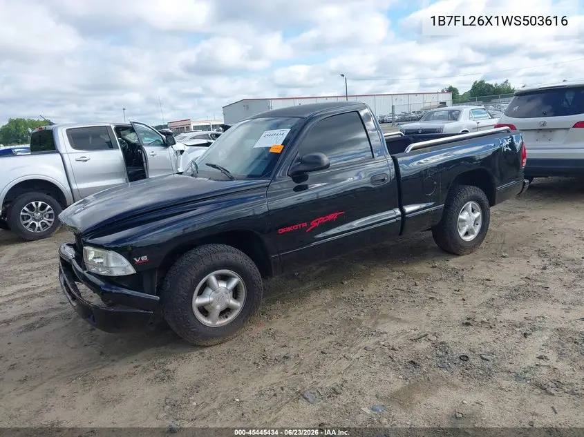 1998 Dodge Dakota Slt/Sport VIN: 1B7FL26X1WS503616 Lot: 45445434