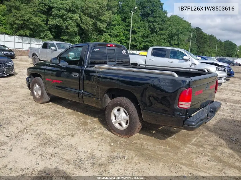 1998 Dodge Dakota Slt/Sport VIN: 1B7FL26X1WS503616 Lot: 45445434
