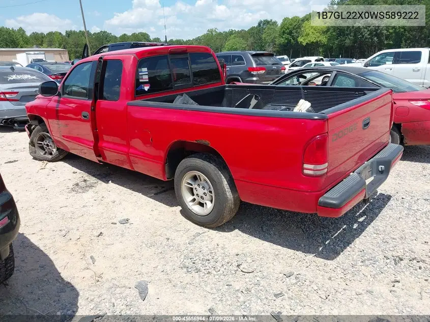 1998 Dodge Dakota Slt/Sport VIN: 1B7GL22X0WS589222 Lot: 45556964