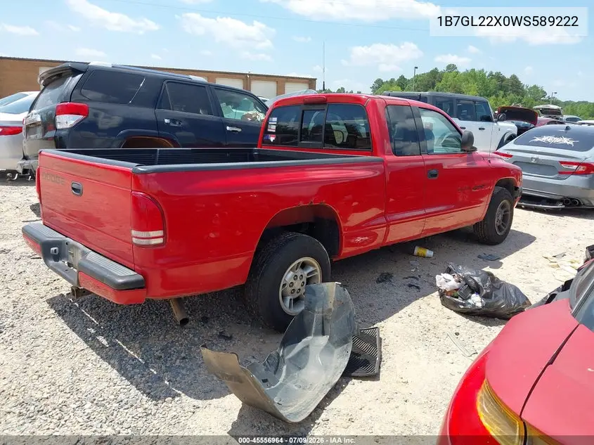 1998 Dodge Dakota Slt/Sport VIN: 1B7GL22X0WS589222 Lot: 45556964