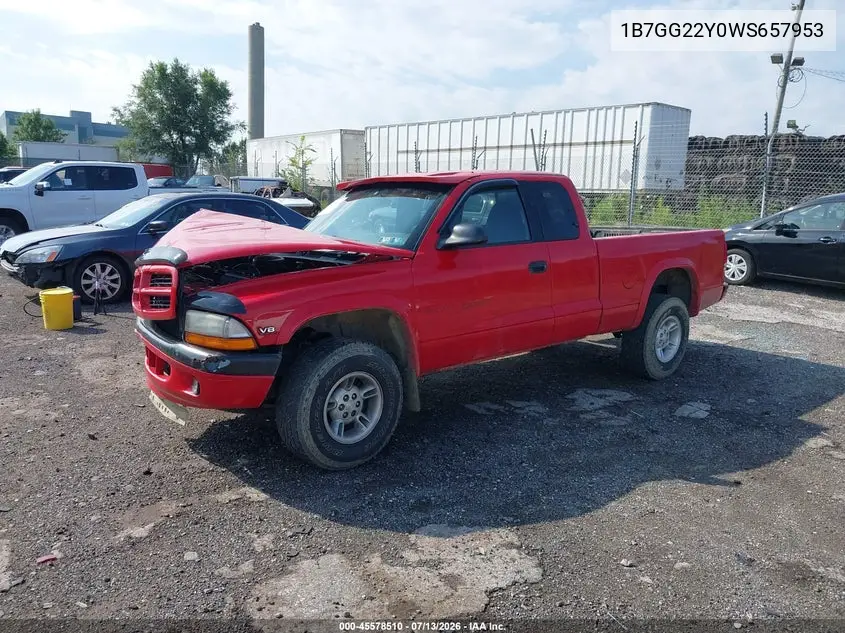 1998 Dodge Dakota Slt/Sport VIN: 1B7GG22Y0WS657953 Lot: 45578510
