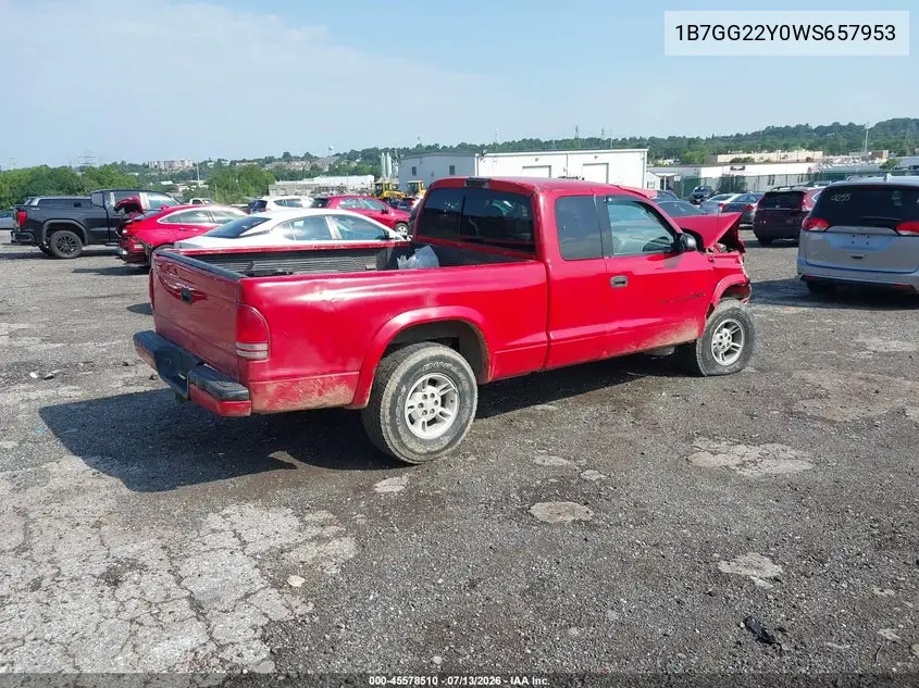 1998 Dodge Dakota Slt/Sport VIN: 1B7GG22Y0WS657953 Lot: 45578510