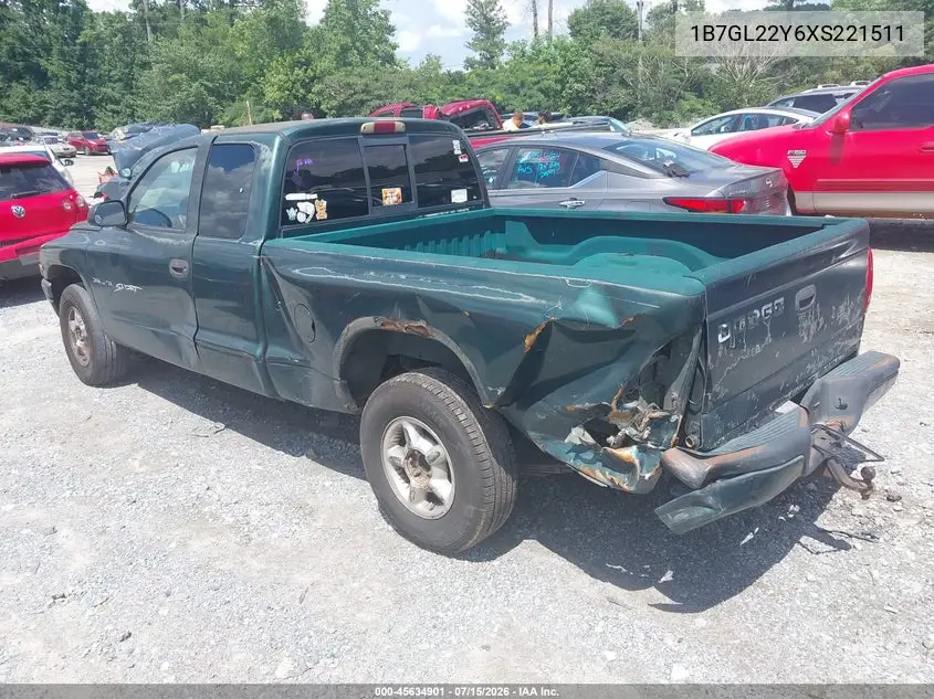 1999 Dodge Dakota Slt/Sport VIN: 1B7GL22Y6XS221511 Lot: 45634901