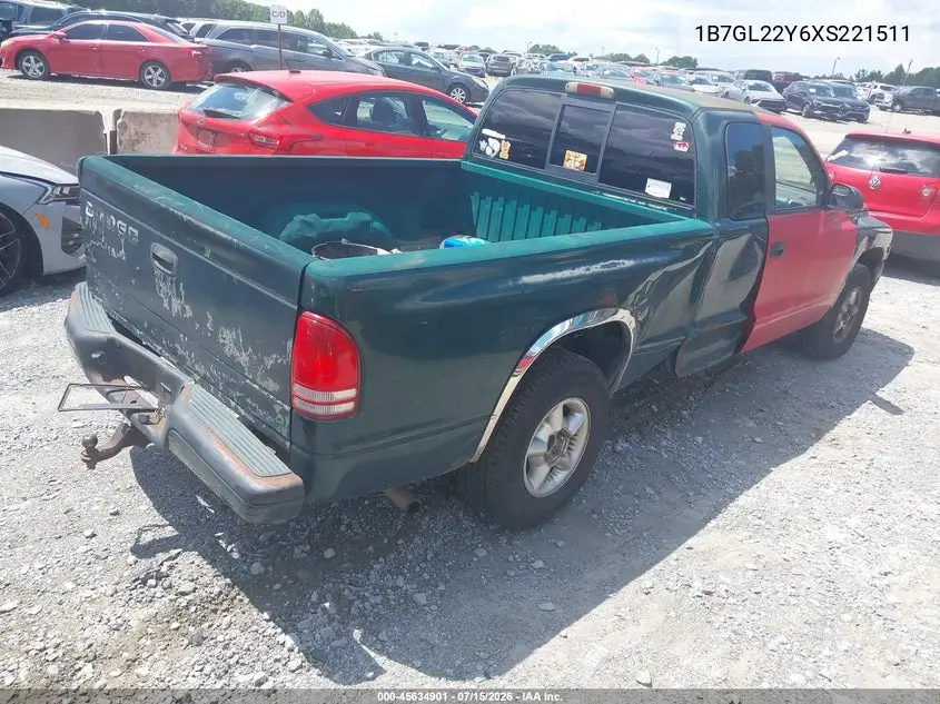 1999 Dodge Dakota Slt/Sport VIN: 1B7GL22Y6XS221511 Lot: 45634901