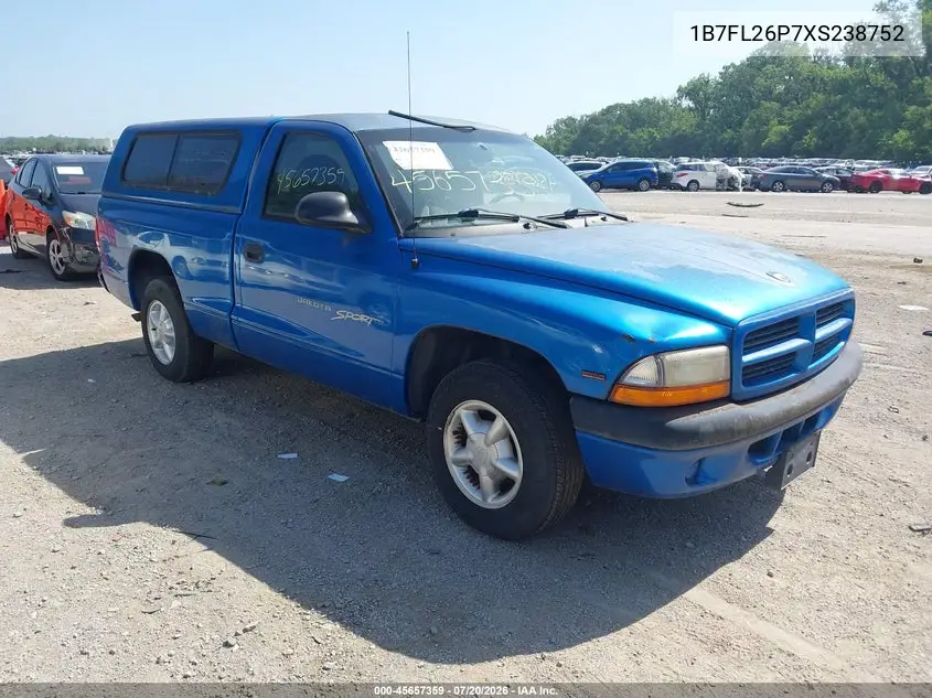 1999 Dodge Dakota Sport VIN: 1B7FL26P7XS238752 Lot: 45657359