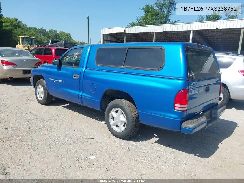 1999 Dodge Dakota Sport VIN: 1B7FL26P7XS238752 Lot: 45657359
