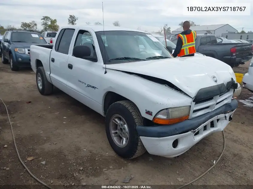 1B7GL2AX3YS718767 2000 Dodge Dakota Slt/Sport