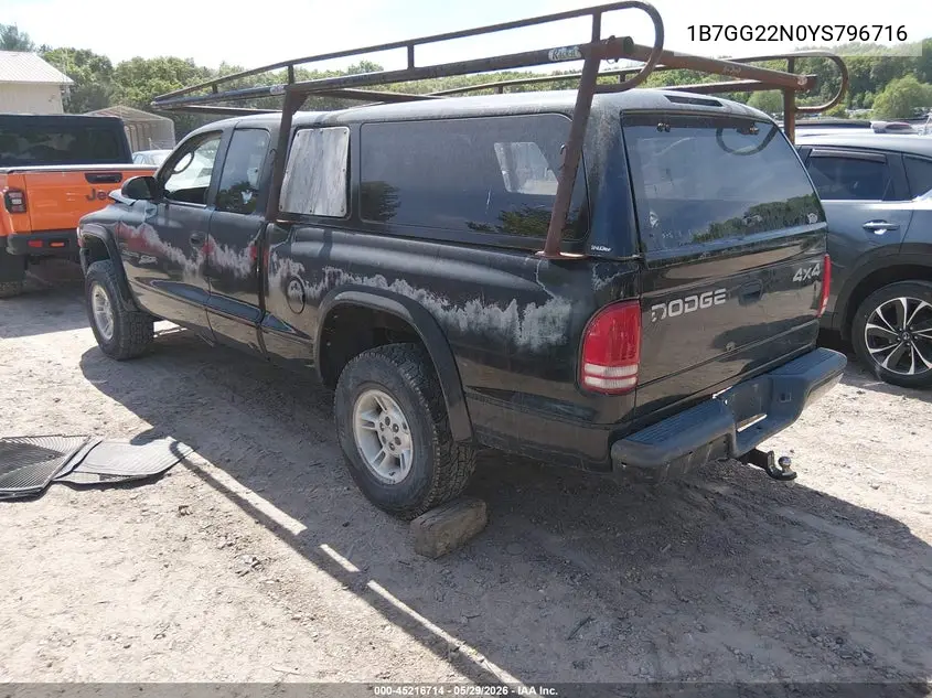 2000 Dodge Dakota Slt/Sport VIN: 1B7GG22N0YS796716 Lot: 45216714