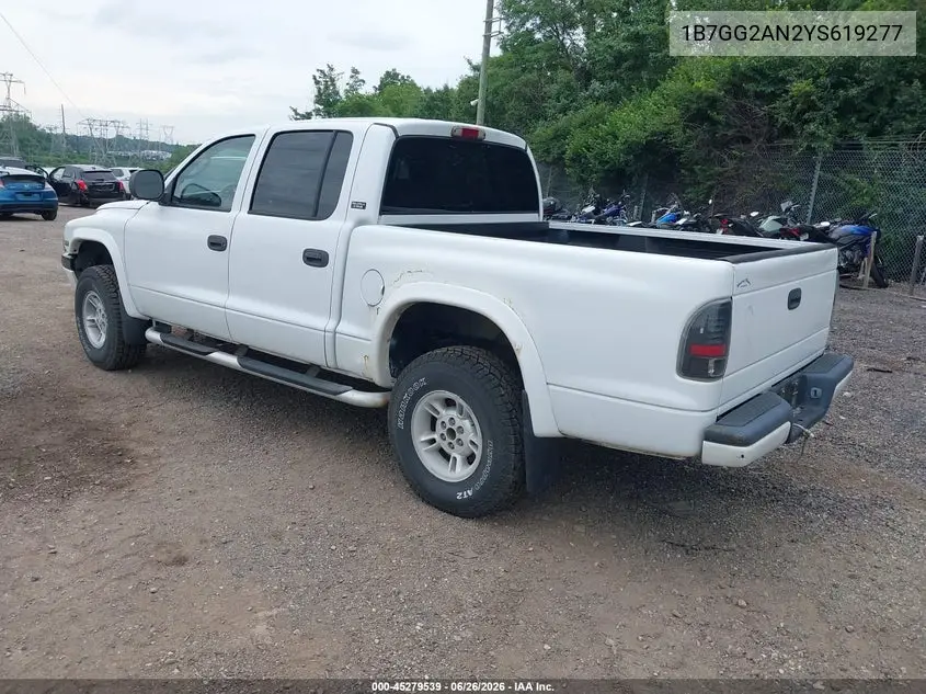 2000 Dodge Dakota Slt/Sport VIN: 1B7GG2AN2YS619277 Lot: 45279539