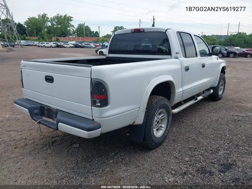 2000 Dodge Dakota Slt/Sport VIN: 1B7GG2AN2YS619277 Lot: 45279539