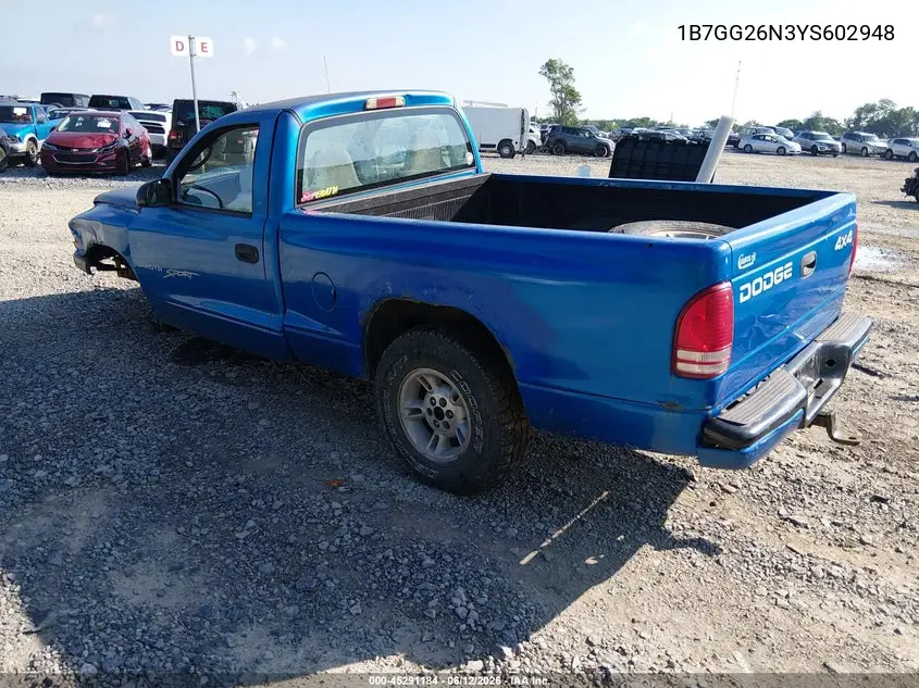 2000 Dodge Dakota Slt/Sport VIN: 1B7GG26N3YS602948 Lot: 45291184
