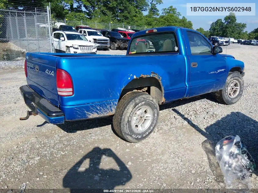 2000 Dodge Dakota Slt/Sport VIN: 1B7GG26N3YS602948 Lot: 45291184