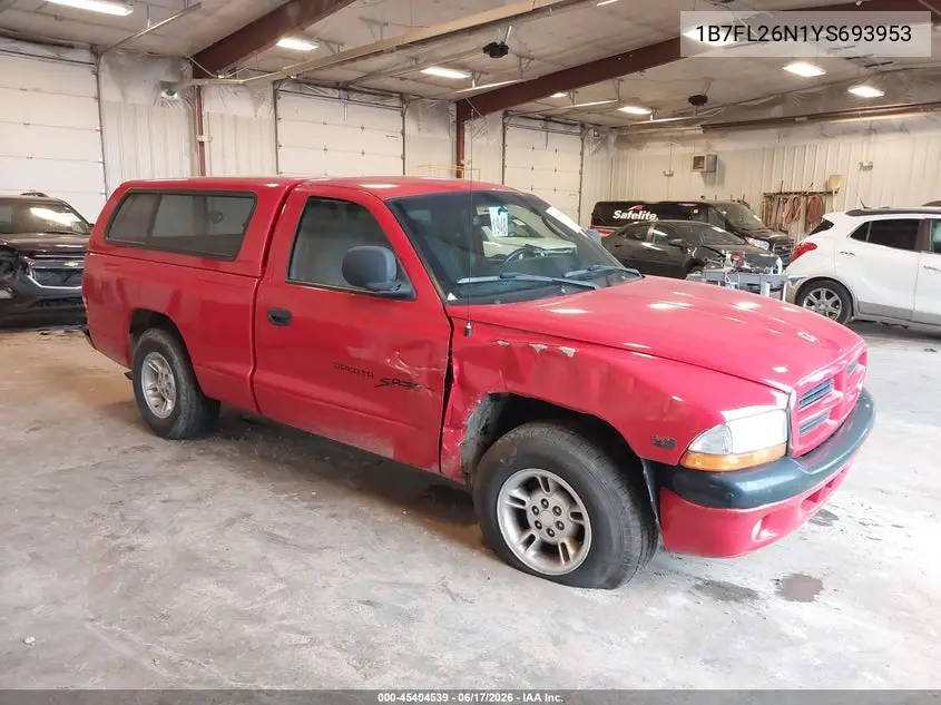 2000 Dodge Dakota Slt/Sport VIN: 1B7FL26N1YS693953 Lot: 45404539