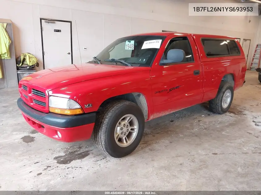 2000 Dodge Dakota Slt/Sport VIN: 1B7FL26N1YS693953 Lot: 45404539