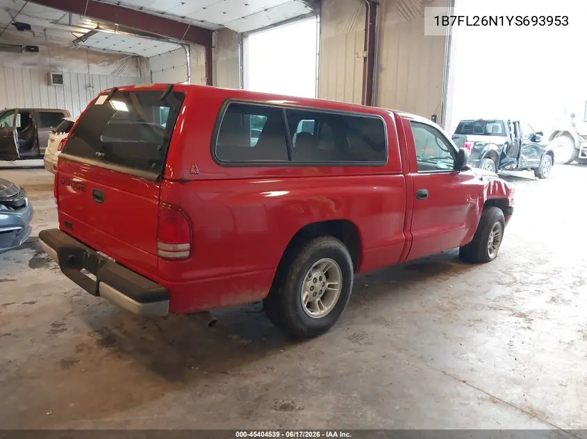 2000 Dodge Dakota Slt/Sport VIN: 1B7FL26N1YS693953 Lot: 45404539