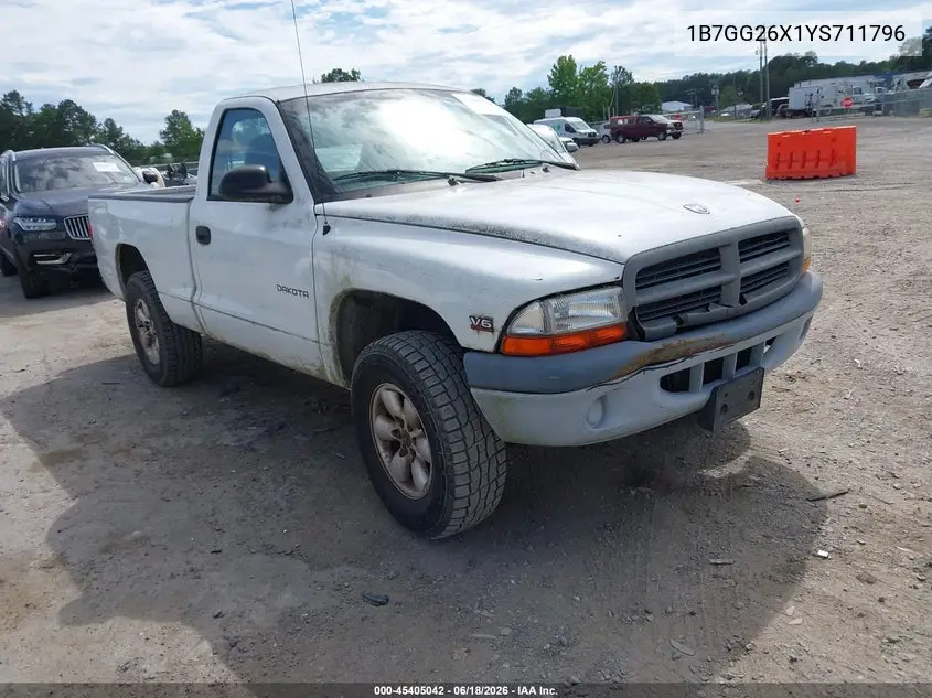 2000 Dodge Dakota Slt/Sport VIN: 1B7GG26X1YS711796 Lot: 45405042