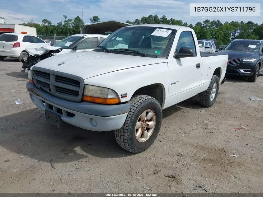 2000 Dodge Dakota Slt/Sport VIN: 1B7GG26X1YS711796 Lot: 45405042