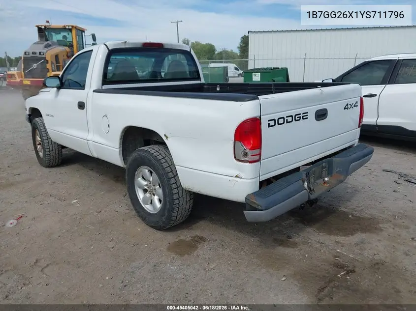 2000 Dodge Dakota Slt/Sport VIN: 1B7GG26X1YS711796 Lot: 45405042