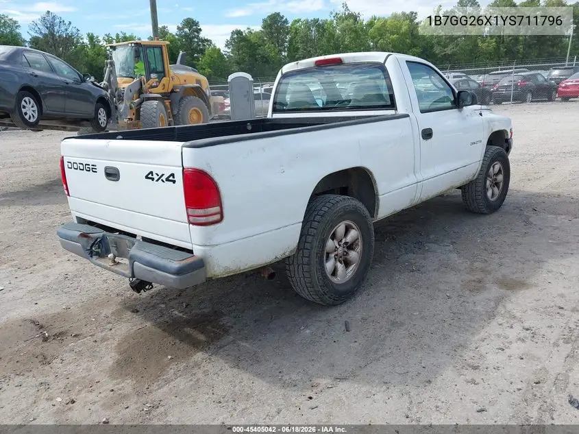 2000 Dodge Dakota Slt/Sport VIN: 1B7GG26X1YS711796 Lot: 45405042