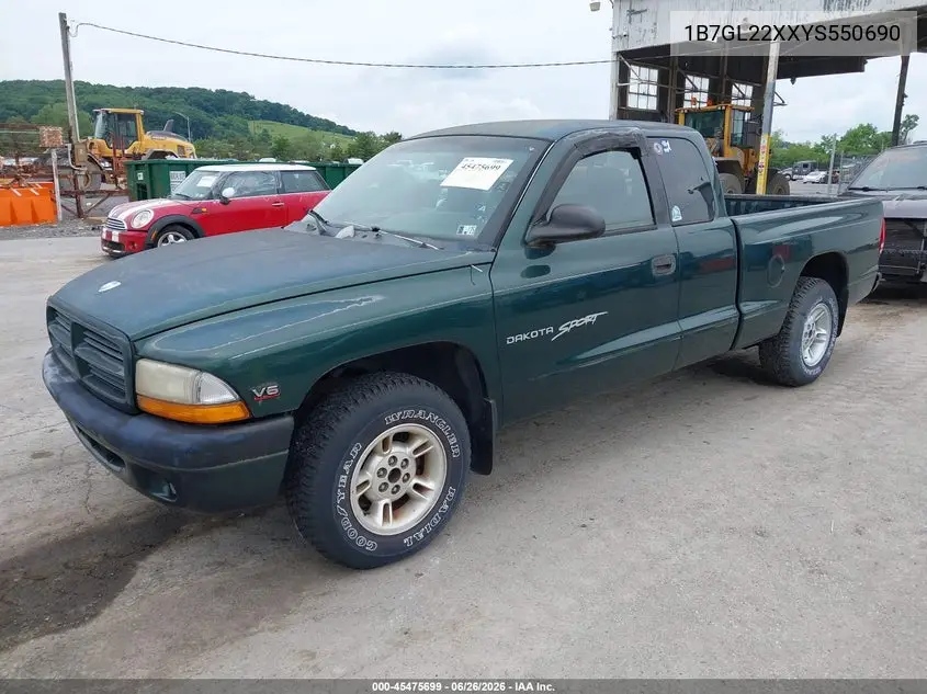 2000 Dodge Dakota Slt/Sport VIN: 1B7GL22XXYS550690 Lot: 45475699