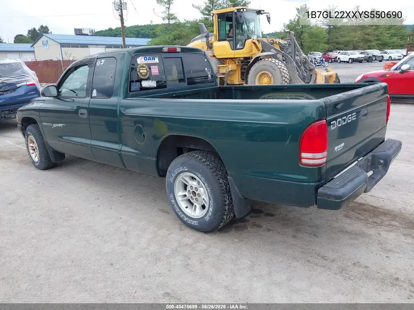 2000 Dodge Dakota Slt/Sport VIN: 1B7GL22XXYS550690 Lot: 45475699