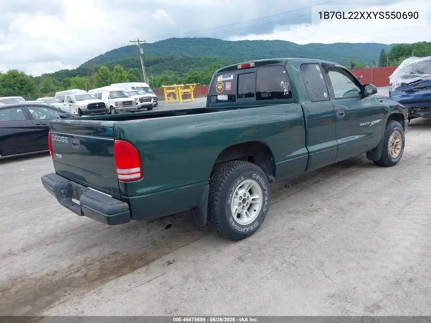2000 Dodge Dakota Slt/Sport VIN: 1B7GL22XXYS550690 Lot: 45475699