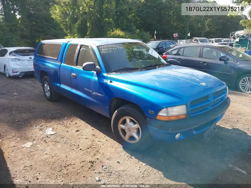 2000 Dodge Dakota Slt/Sport VIN: 1B7GL22X1YS575218 Lot: 45529486