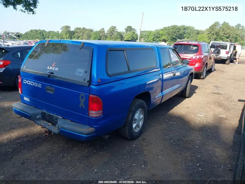 2000 Dodge Dakota Slt/Sport VIN: 1B7GL22X1YS575218 Lot: 45529486