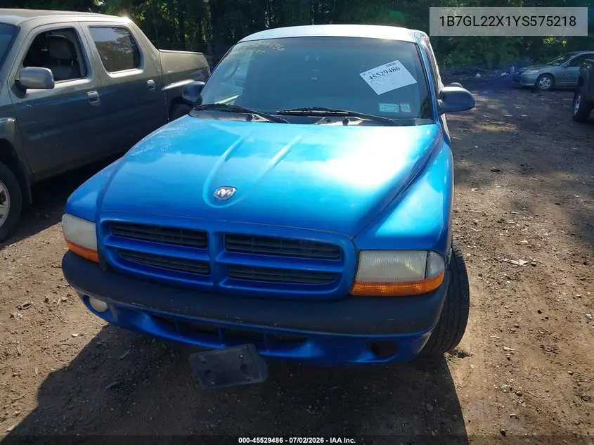 2000 Dodge Dakota Slt/Sport VIN: 1B7GL22X1YS575218 Lot: 45529486