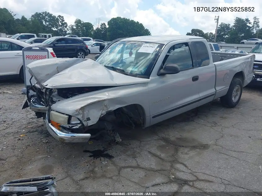 2000 Dodge Dakota Slt/Sport VIN: 1B7GL22N8YS525852 Lot: 45563945