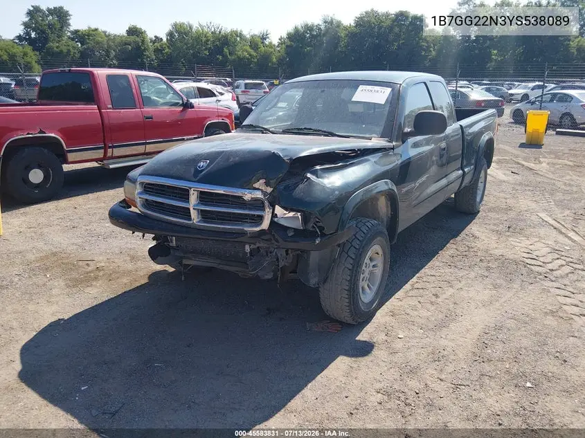 2000 Dodge Dakota Slt/Sport VIN: 1B7GG22N3YS538089 Lot: 45583831
