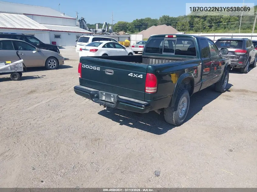 2000 Dodge Dakota Slt/Sport VIN: 1B7GG22N3YS538089 Lot: 45583831