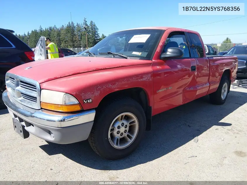 2000 Dodge Dakota Slt/Sport VIN: 1B7GL22N5YS768356 Lot: 45594377