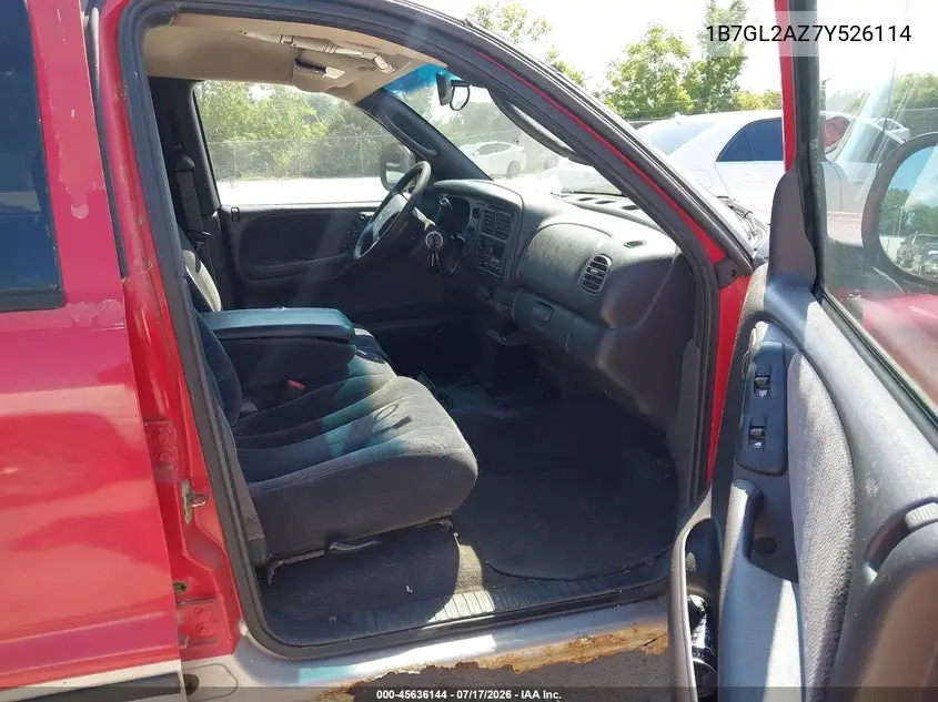 2000 Dodge Dakota Quad VIN: 1B7GL2AZ7Y526114 Lot: 45636144