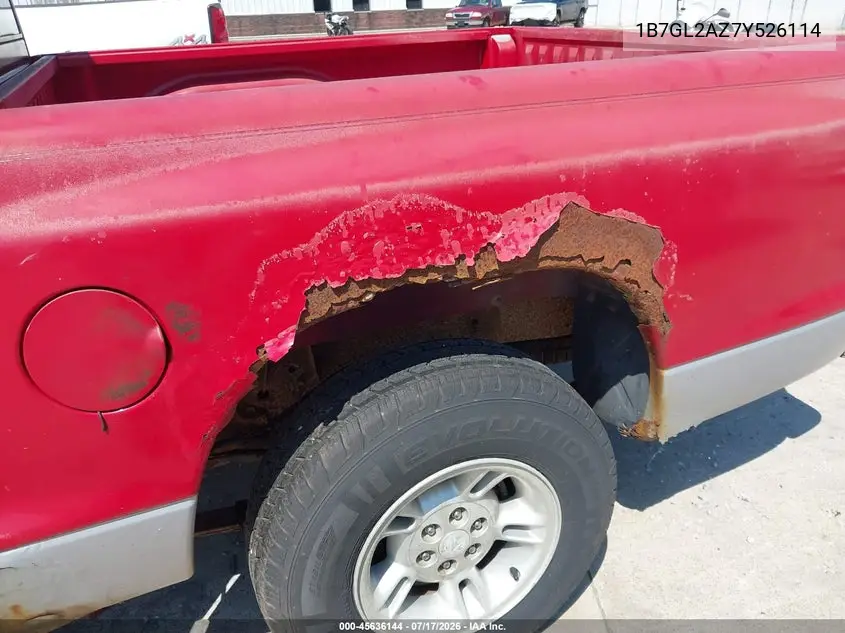 2000 Dodge Dakota Quad VIN: 1B7GL2AZ7Y526114 Lot: 45636144