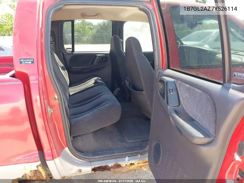 2000 Dodge Dakota Quad VIN: 1B7GL2AZ7Y526114 Lot: 45636144