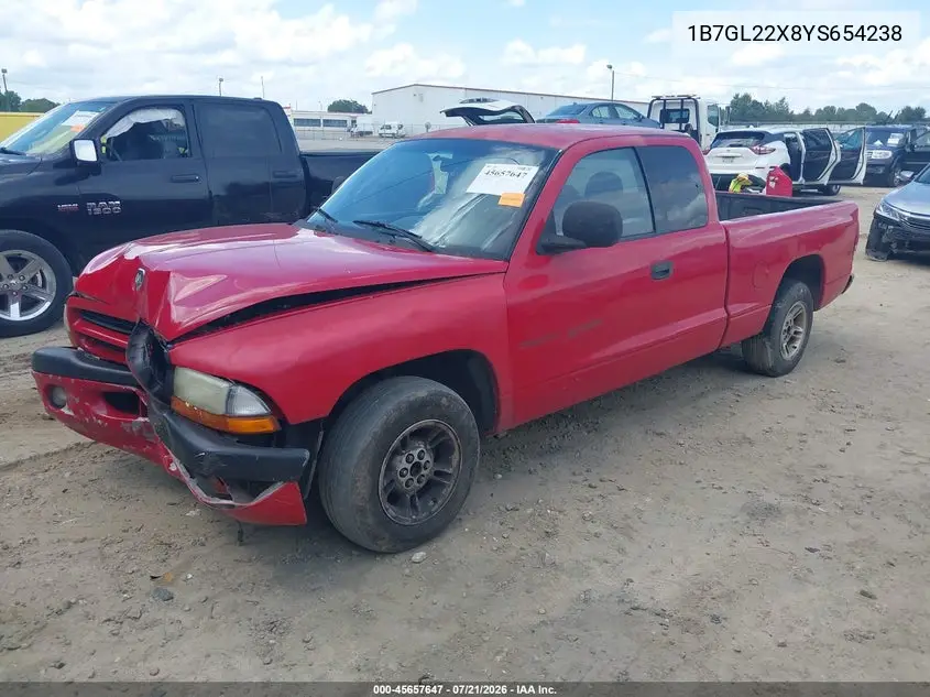 2000 Dodge Dakota Slt/Sport VIN: 1B7GL22X8YS654238 Lot: 45657647