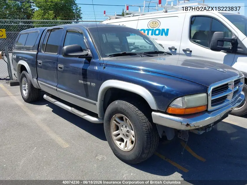 2001 Dodge Dakota Quad VIN: 1B7HG2AZX1S223837 Lot: 40074230
