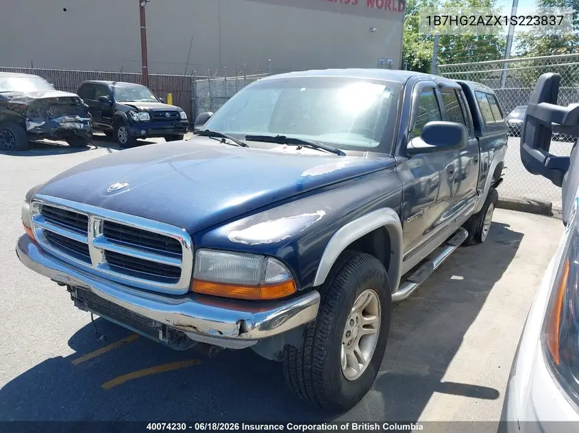 2001 Dodge Dakota Quad VIN: 1B7HG2AZX1S223837 Lot: 40074230
