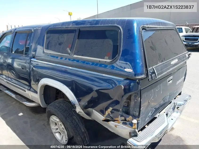 2001 Dodge Dakota Quad VIN: 1B7HG2AZX1S223837 Lot: 40074230